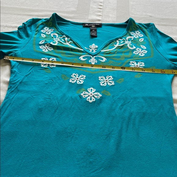 INC International Concepts Turquoise Floral Embroidered Women's Tunic - Picture 4 of 7